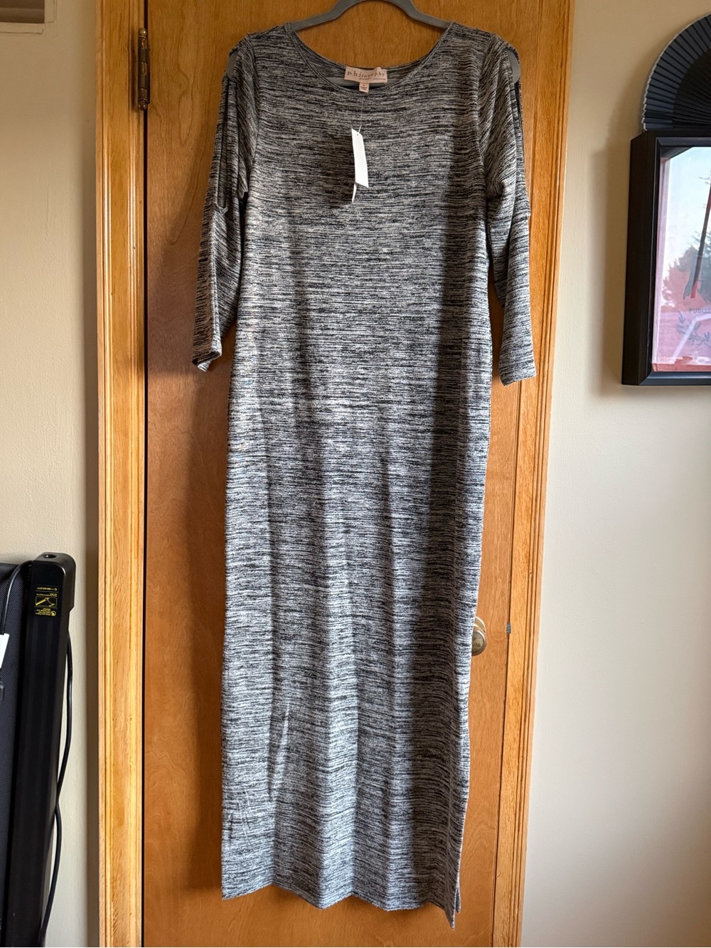 Philosophy Heathered Gray Long Sleeve Maxi Dress